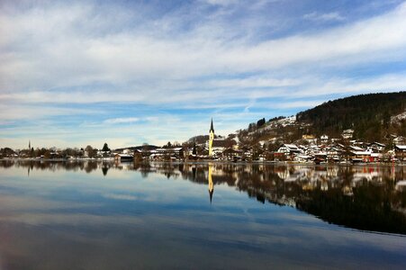 Mirroring lake sky photo