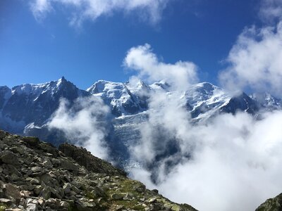 Landscape of the Mont Blanc massif and Chamonix