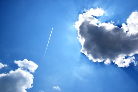 Jet Stream And Sun Behind Clouds photo