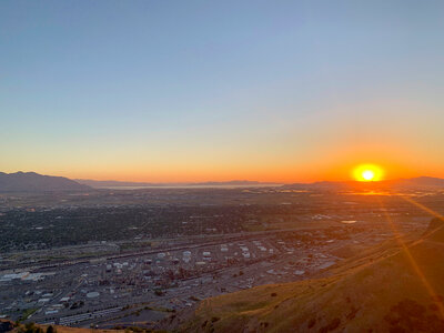 Sunset behind the Mountains at Salt Lake City photo