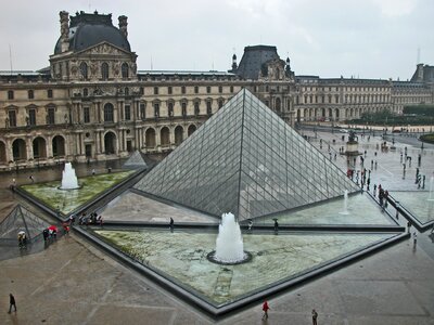 Architecture glass pyramid facade