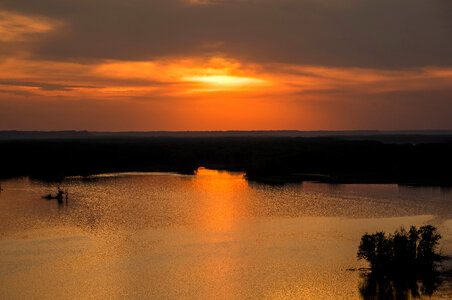 Bright Sunset over Mississippi Waters