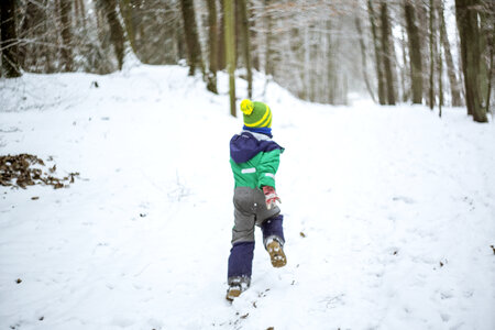 Boy Discover Forest Winter photo
