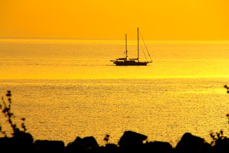 Sailing boat sunset sea