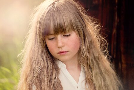 Girl blond long hair photo