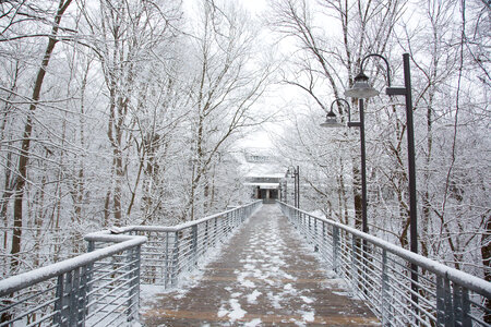 Snow on bridge