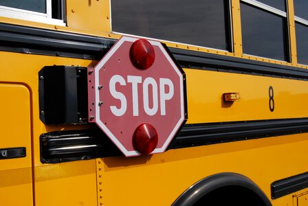 Stop sign yellow schoolbus