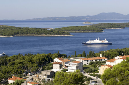 Landscape with water and town in Croatia