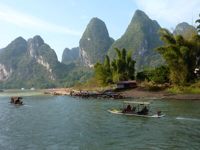 picturesque scenery on the Li River, Guangxi Province, Guilin photo