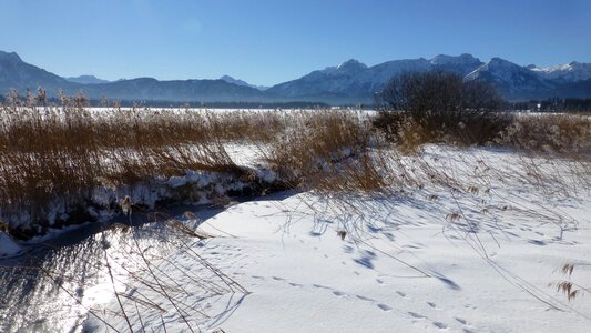 Blue sky snow panorama
