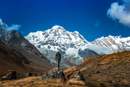 High Himalayan Mountain view at the Annapurna Base Camp in Nepal photo