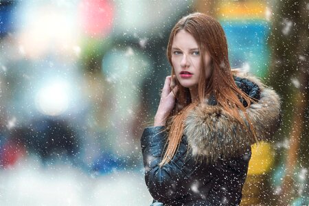 Woman Model Coat Snow photo