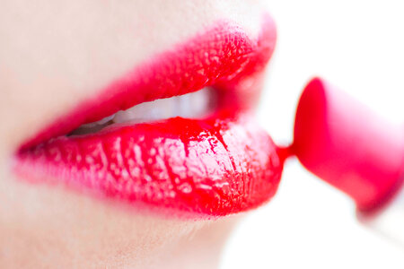 Woman Wearing Lipstick photo