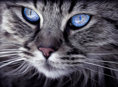 Close up of cat's face with blue eyes photo
