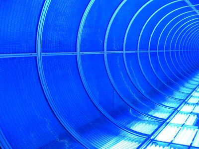 Neon blue tunnel illuminated photo