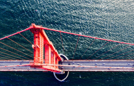 Top Down Look on the Golden Gate Bridge, San Francisco, California