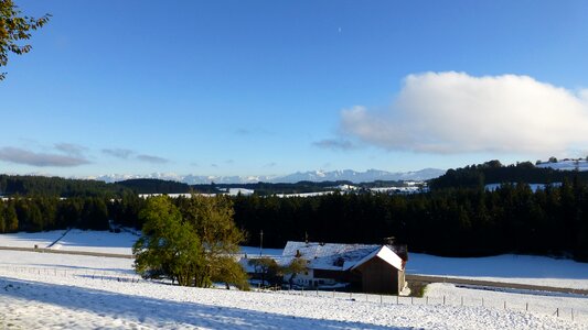 Snow mountains panorama photo