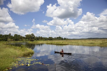 canoe on a Guyana lake photo