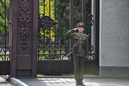 Soldier in Pyongyang, North Korea photo