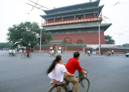Cyclist on street Beijing photo