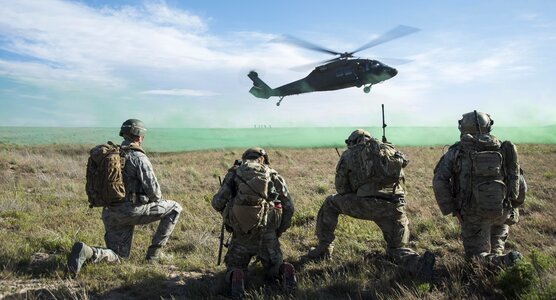 An Army UH-60 Blackhawk lands photo