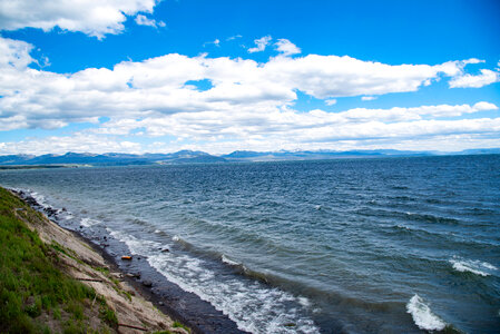 Shoreline and waves at Yellowstone Lake photo