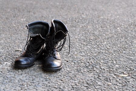 Leather black shoes photo
