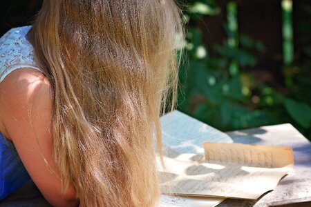 Girl blond long hair