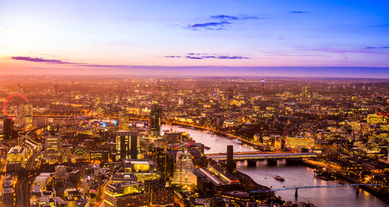Aerial Cityscape View of London and the River Thames photo