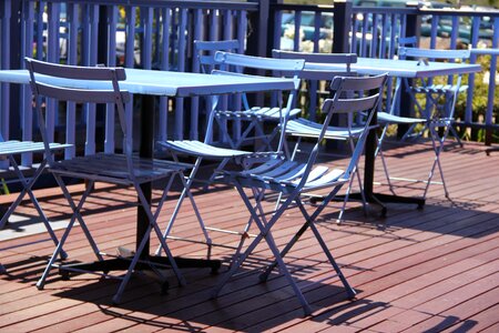 Cafe blue chairs photo