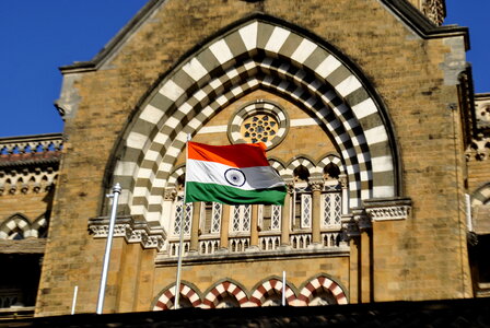 Indian Flag On Building photo