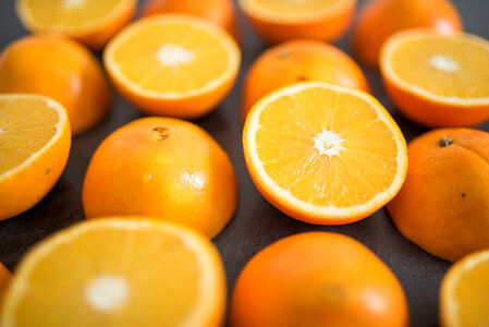 Sliced Oranges on Table photo