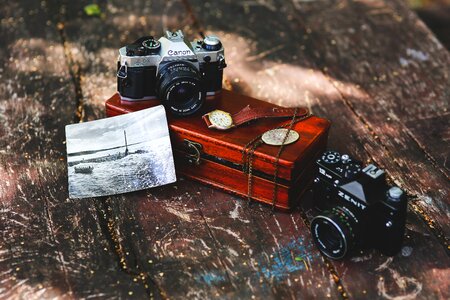 Vintage Camera Watch Photograph photo