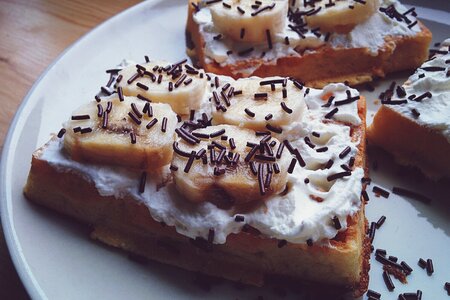 Waffles with banana photo