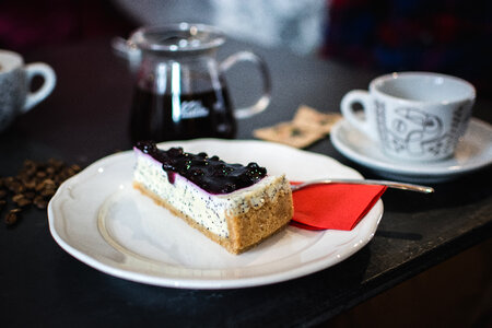 Blueberry cheesecake with poppyseed photo
