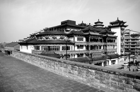 Xi ' an walls black and white photo