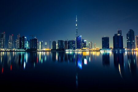 Night Skyline in Dubai, United Arab Emirates, UAE