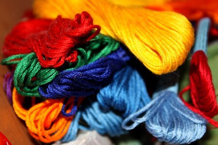 Rainbow colored thread threads-macro photo