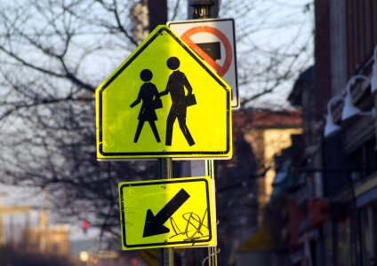 Pedestrian walking road signs photo