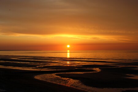 Landscape was normandy beach sunset photo