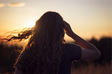 Brunette long hair curls photo