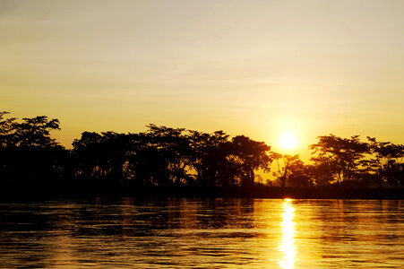 Sunset over the Magdalena River in Colombia photo