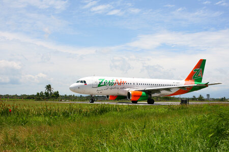 A ZestAir Airbus take off photo