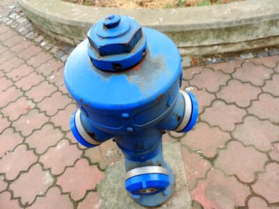 Blue cast iron hydrant photo