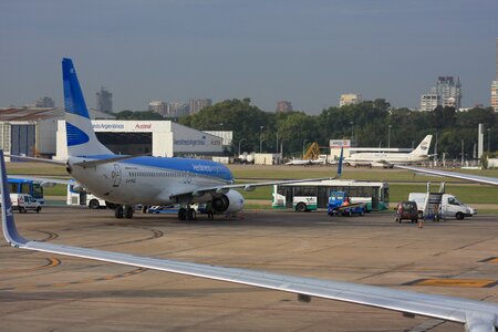 Aerolineas Argentinas plane taxiing at Jorge Newbery Airport