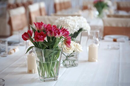 Tulips vase dining area photo