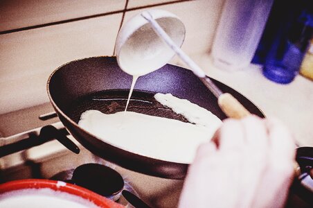 Frying pan kitchen preparing