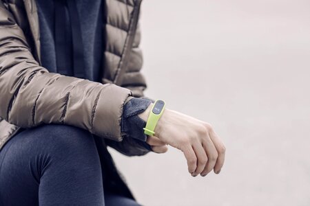 Runner Wearing Fitness Tracker Watch photo