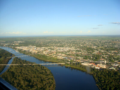 Aerial view to the east of Bundaberg, Queensland, Australia