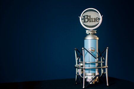 Blue Retro Style Microphone photo